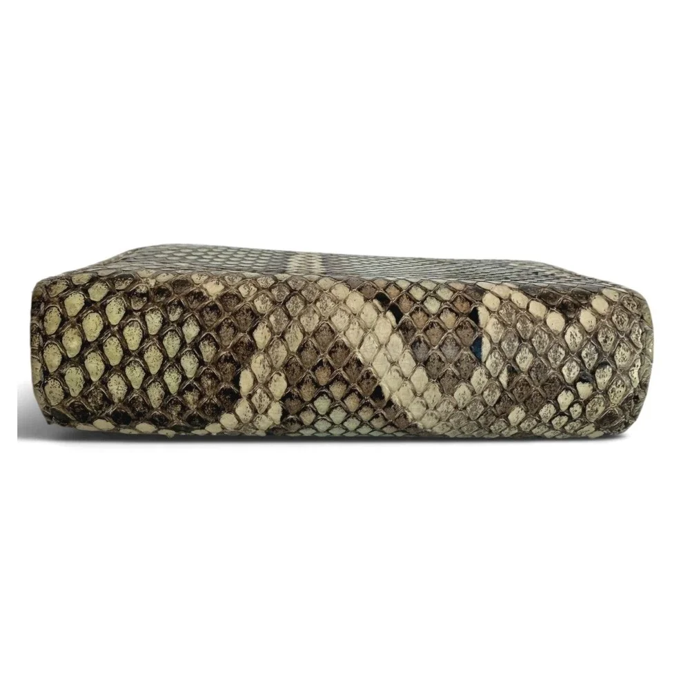 Gucci GG Marmont Python Wallet Beige Snakeskin Compact Flap Gold Logo